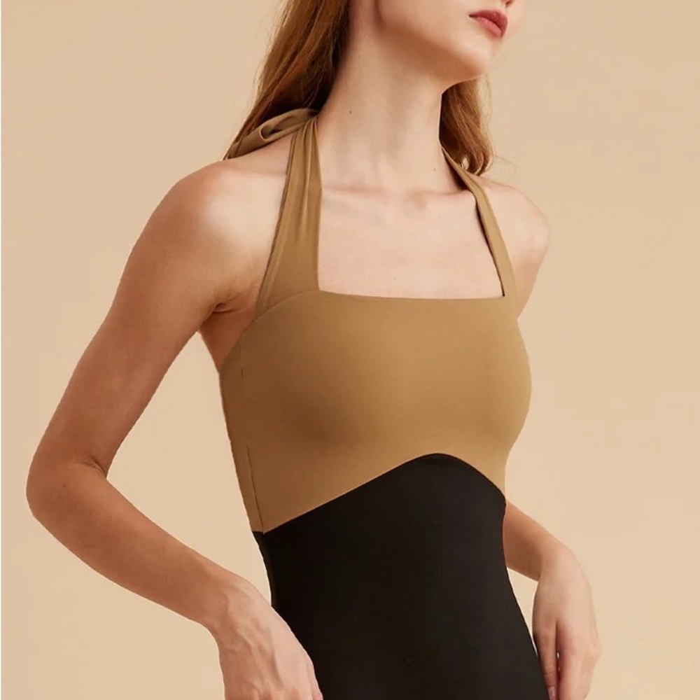 Fashion Colour block one piece halter swimwear - Picture 7 of 13